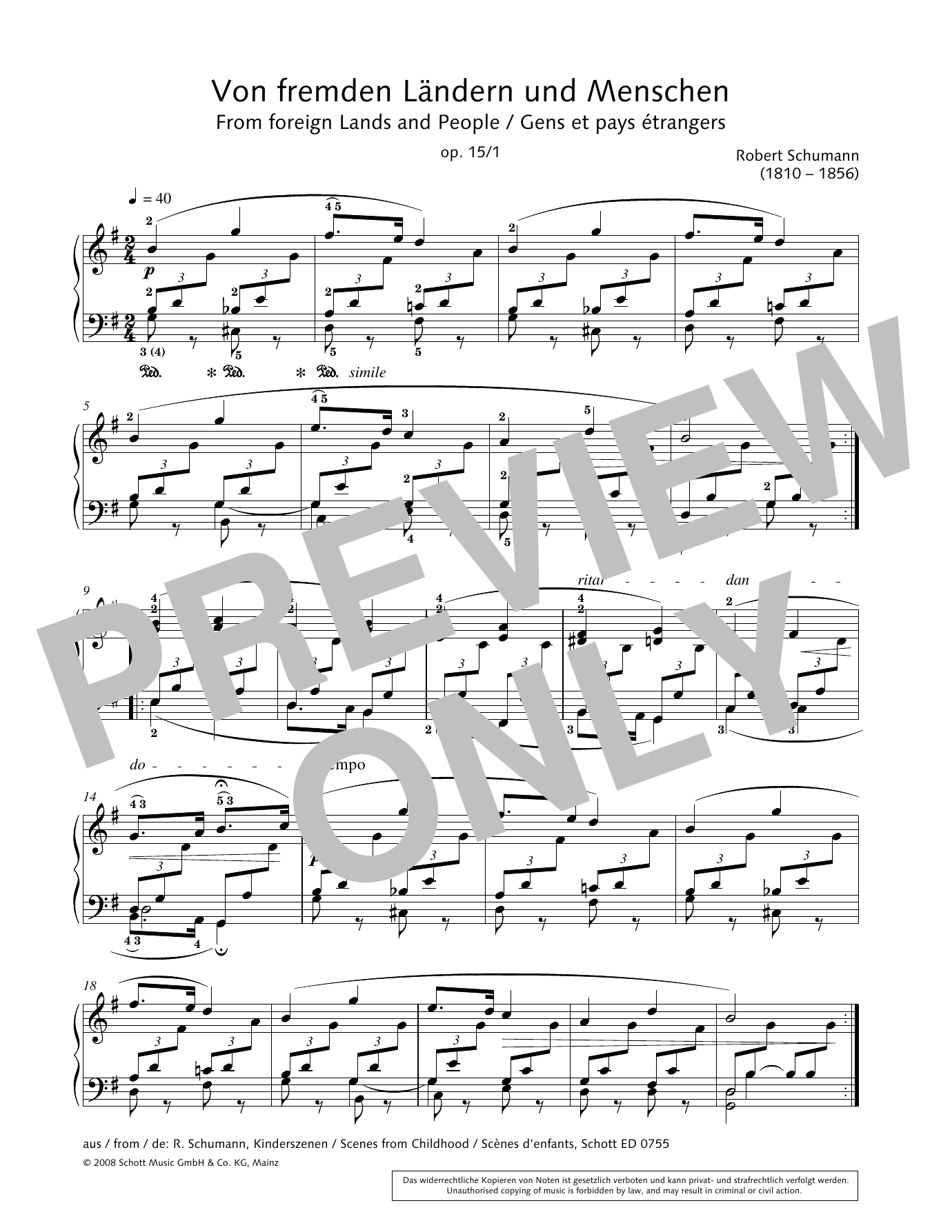 Product gallery: Page 1 of 1 From Foreign Lands and People, Robert Schumann