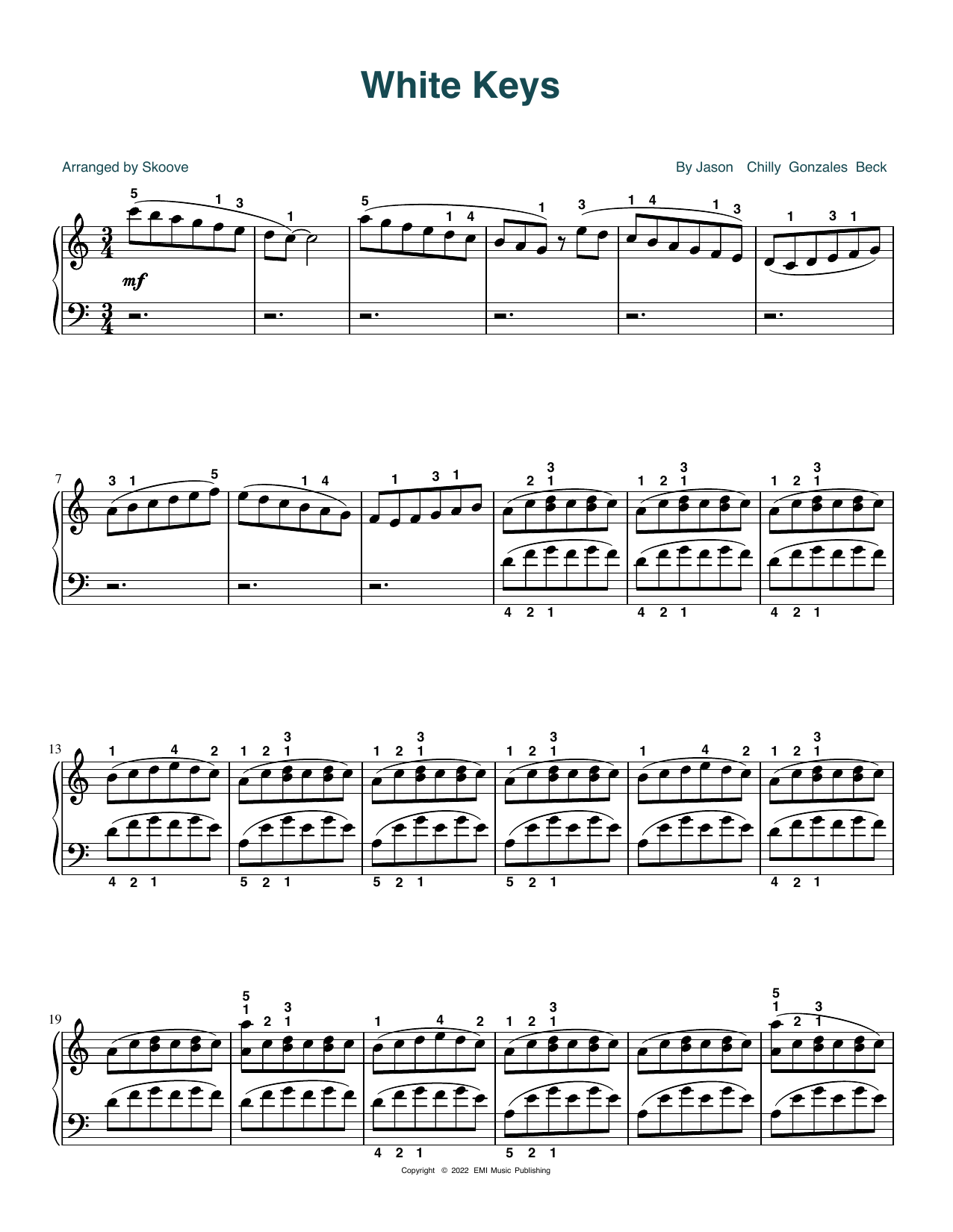 Produktgalerie: Seite 1 von 1 White Keys (arr. Skoove), Chilly Gonzales, Klavier