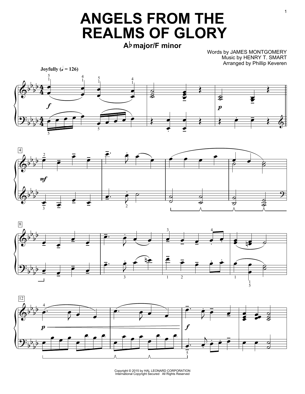 Product picture to: Angels From The Realms Of Glory (arr. Phillip Keveren)