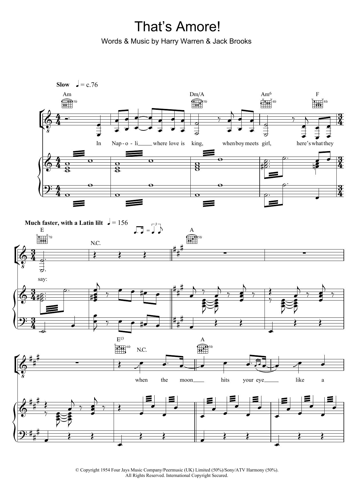 Produktgalerie: Seite 1 von 1 That's Amore (That's Love), Dean Martin, Gesang, Gitarre, Klavier