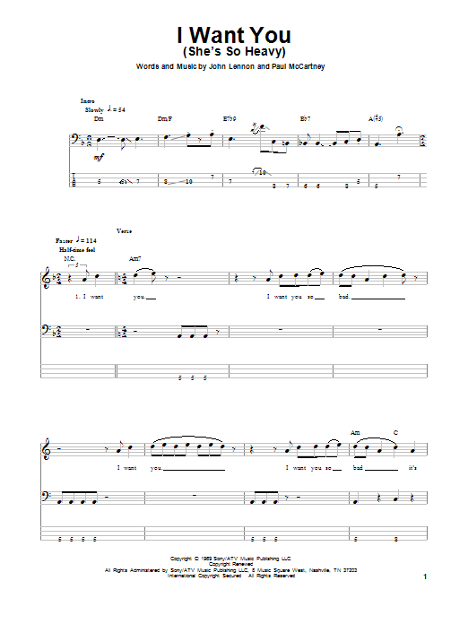 Produktgalerie: Seite 1 von 1 I Want You (She's So Heavy), The Beatles, E-Bass