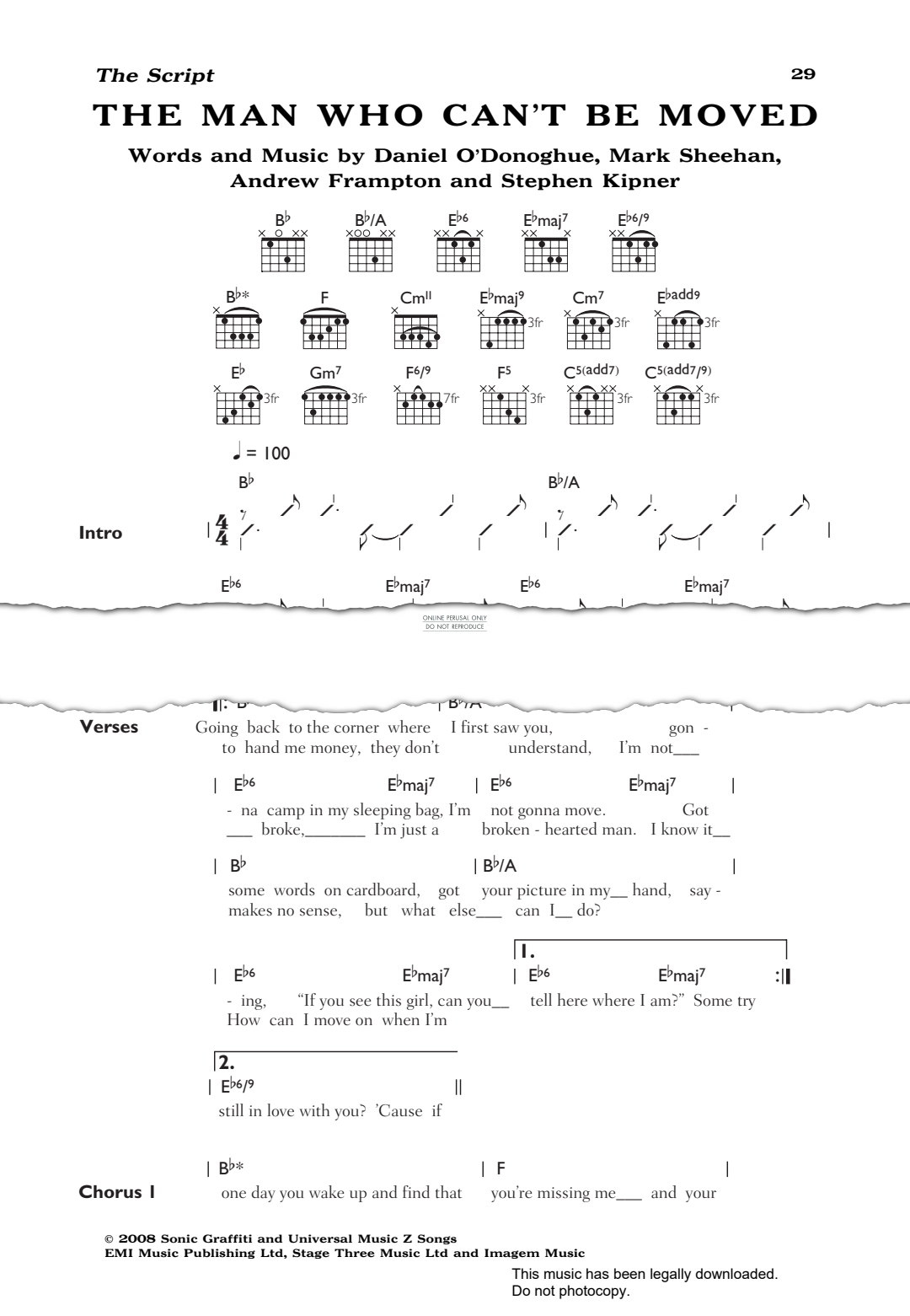 gallery: The Man Who Can't Be Moved, The Script