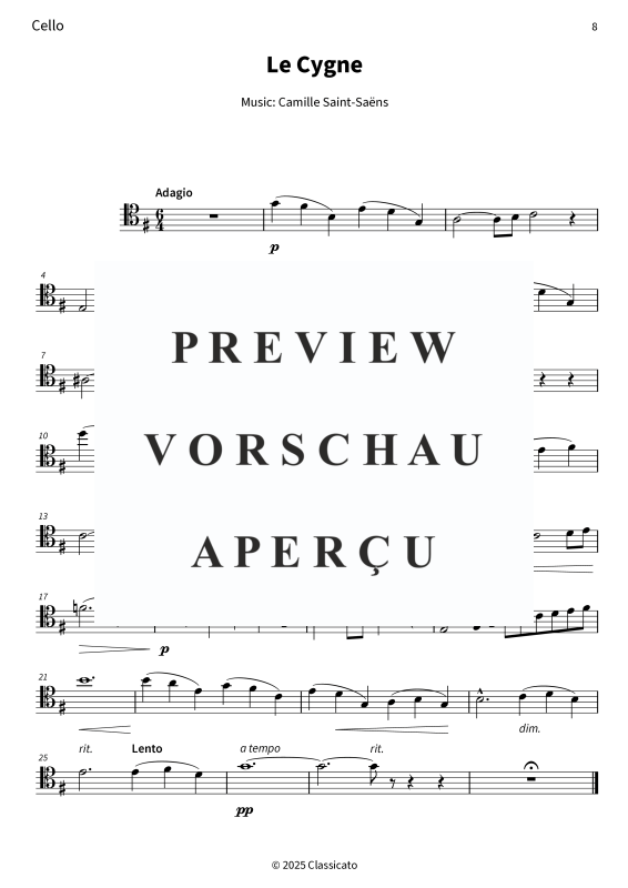 Product gallery: Page 10 of 10 The Swan - from The Carnival of the Animals, , (violoncello and piano)