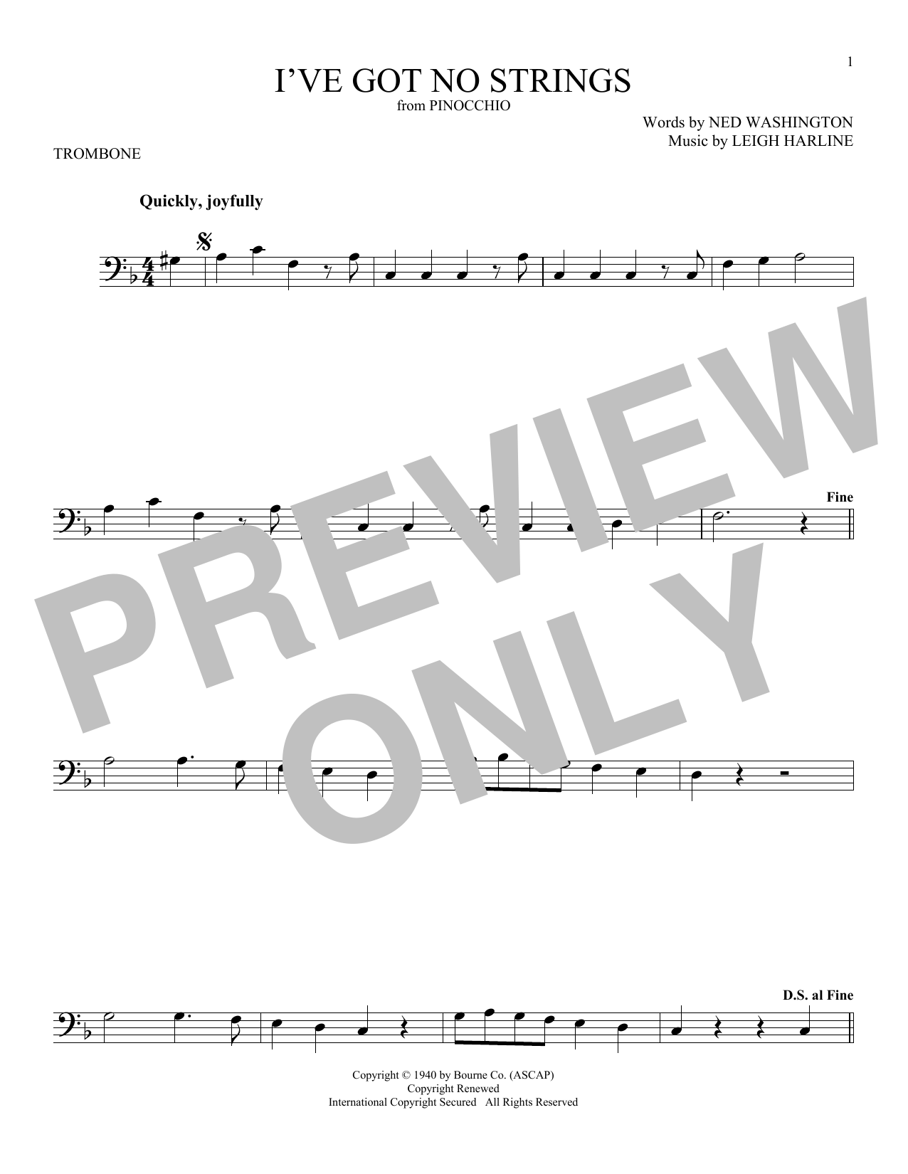 Product gallery: Page 1 of 1 I've Got No Strings (from Pinocchio), Ned Washington & Leigh Harline