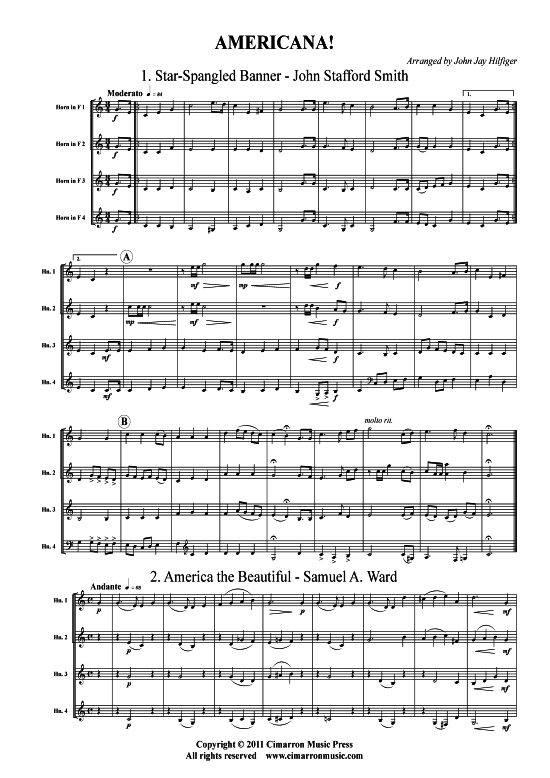 Produktbild zu: Americana 3 Stücke John Stafford Smith, Samuel A. Ward