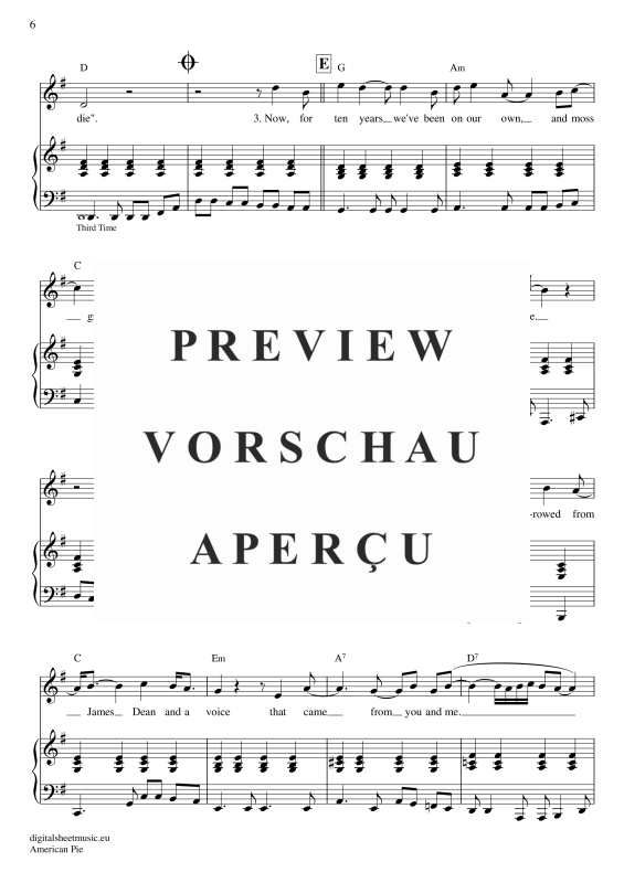 Product gallery: Page 7 of 11 American Pie , Mc Lean, Don, Voice with Piano Accompaniment