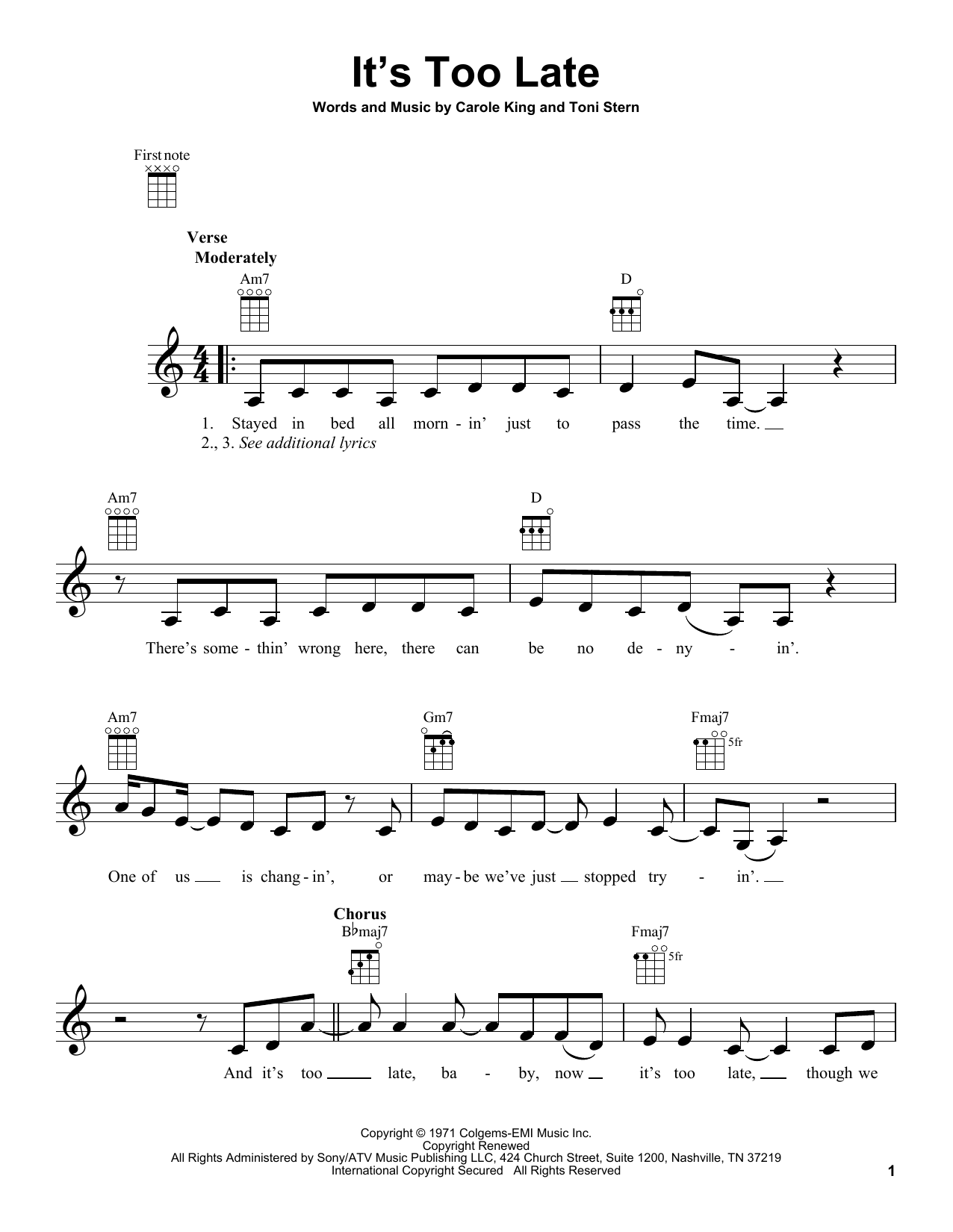Product gallery: Page 1 of 1 It's Too Late, Carole King