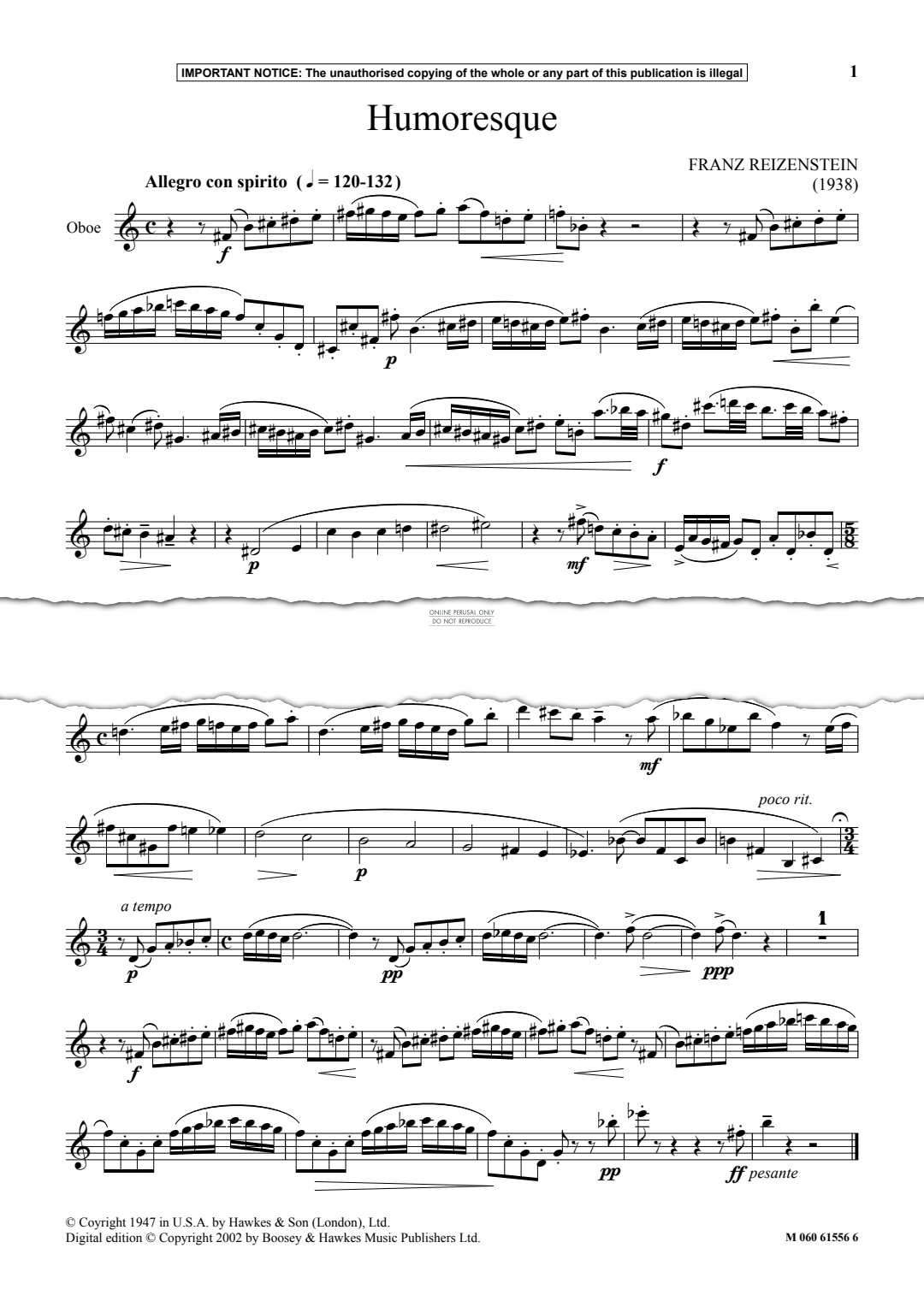 Produktgalerie: Seite 1 von 1 Humoresque, Franz Reizenstein, Klavier, Oboe