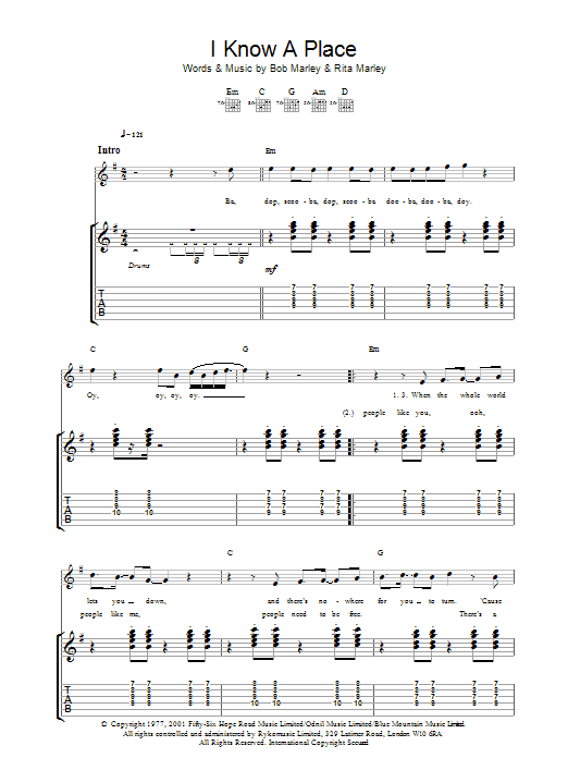 Produktgalerie: Seite 1 von 1 I Know A Place, Bob Marley, Gitarre