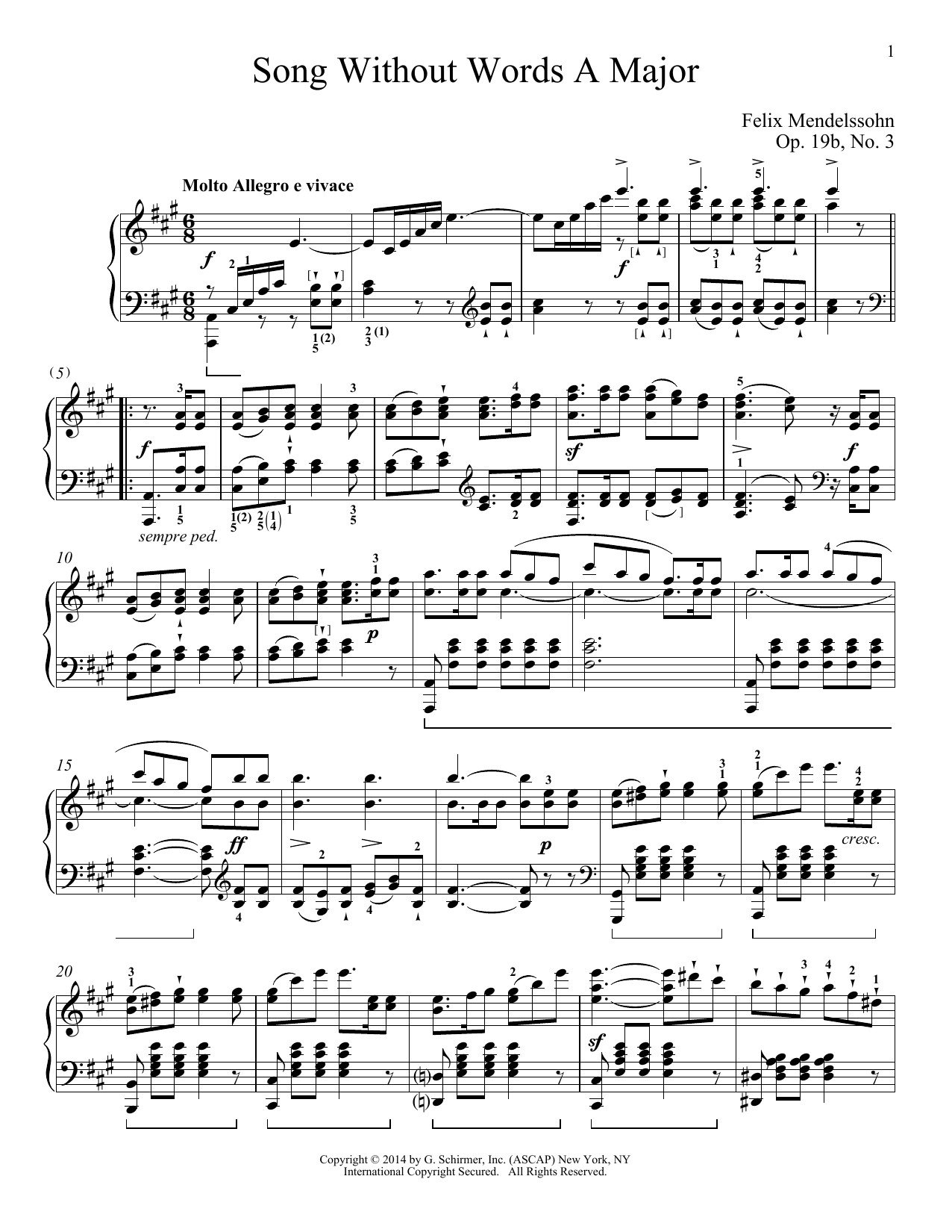 Product picture to: Song Without Words In A Major, Op. 19, No. 3