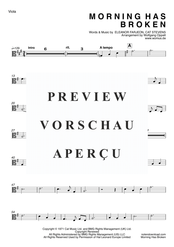 gallery: Morning Has Broken, Stevens, Cat, (Viola Solo und Orgel)