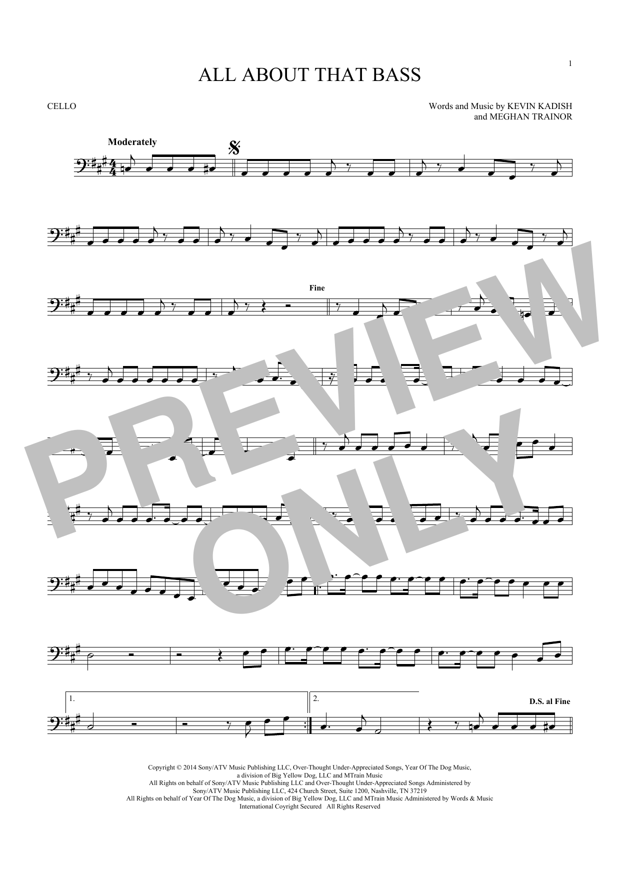 Produktgalerie: Seite 1 von 1 All About That Bass, Meghan Trainor, Violoncello