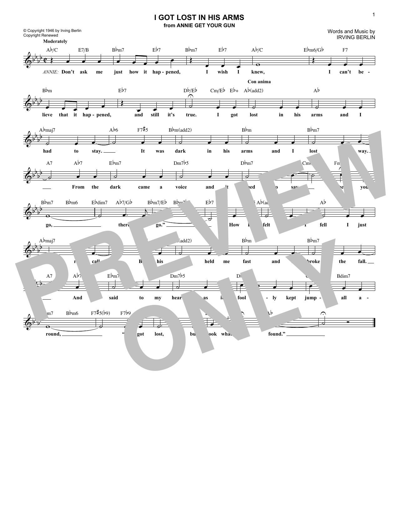 Product gallery: Page 1 of 1 I Got Lost In His Arms, Irving Berlin