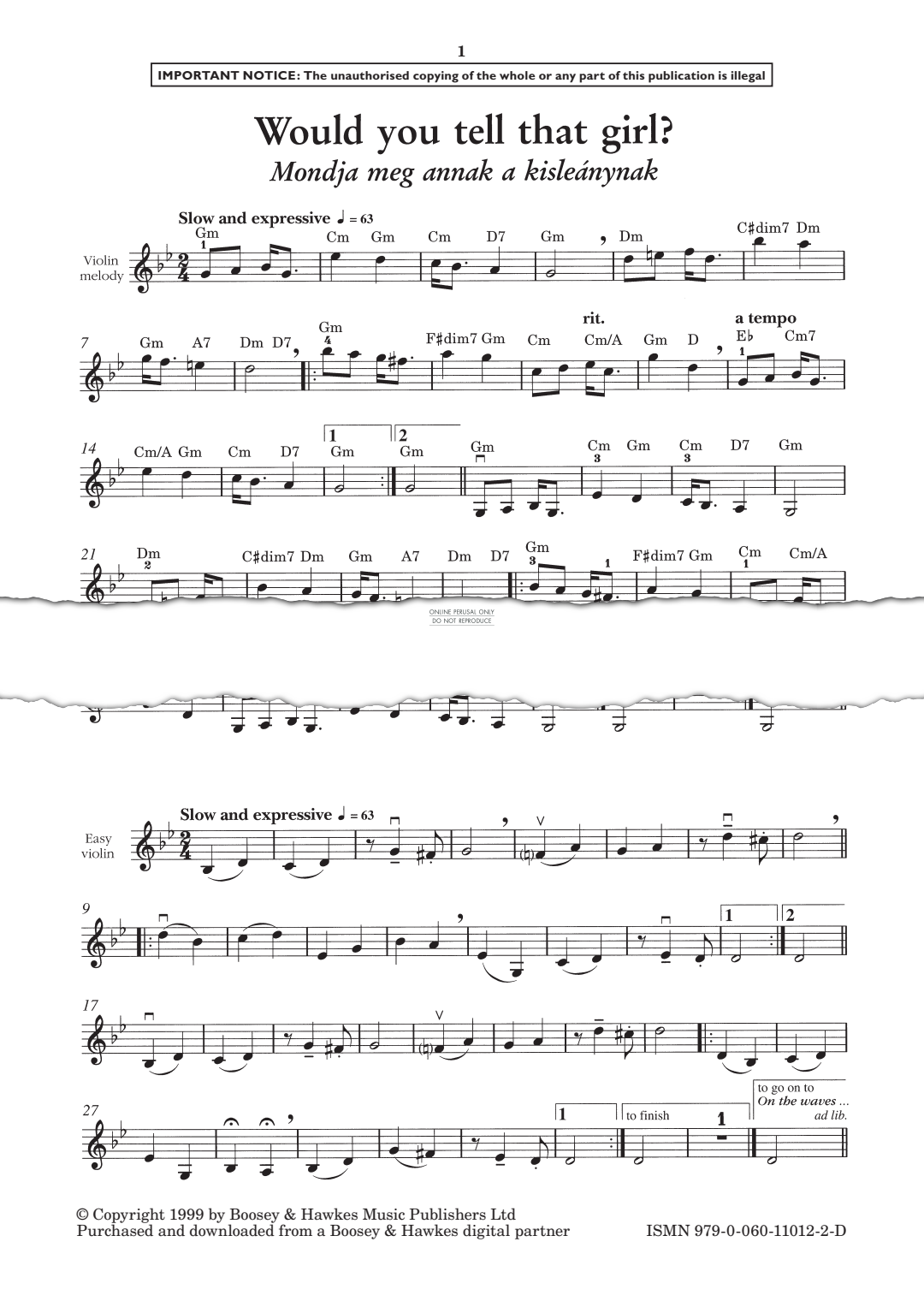 Produktgalerie: Seite 1 von 1 Would You Tell That Girl, Anon, Gitarre, Klavier, Violine