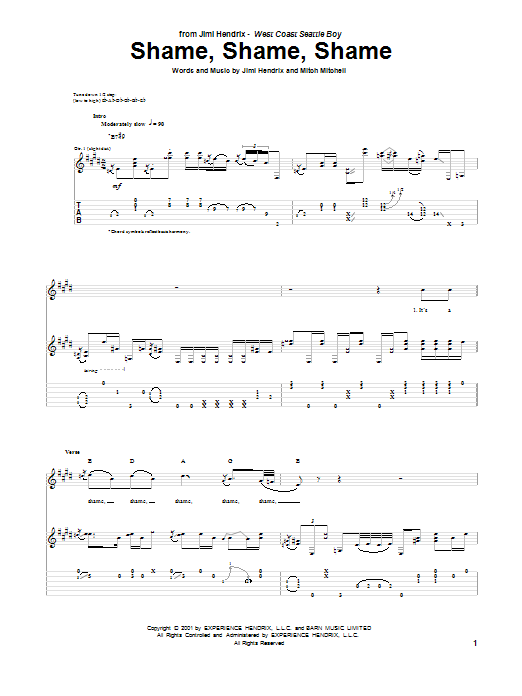 Produktgalerie: Seite 1 von 1 Shame, Shame, Shame, Jimi Hendrix, Gitarre