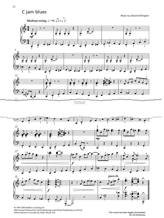 Produktgalerie: Seite 1 von 1 C Jam Blues, Duke Ellington, Klavier
