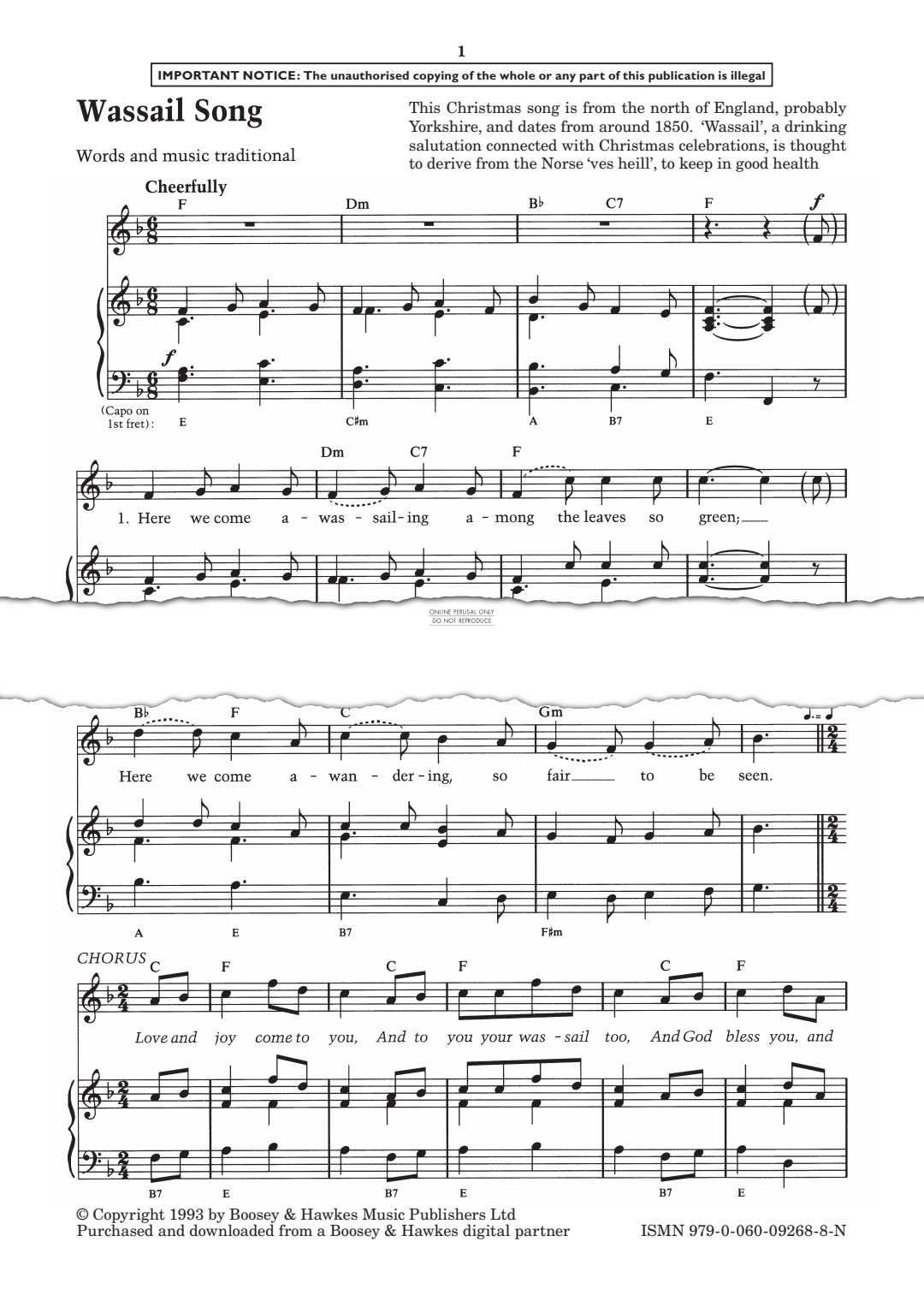 Produktgalerie: Seite 1 von 1 Wassail Song, English Traditional, Gesang, Gitarre, Klavier