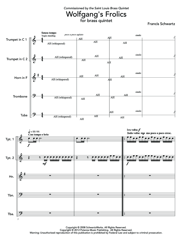Produktgalerie: Seite 1 von 11 Wolfgang´s Frolics, , (Blechbläser Quintett)