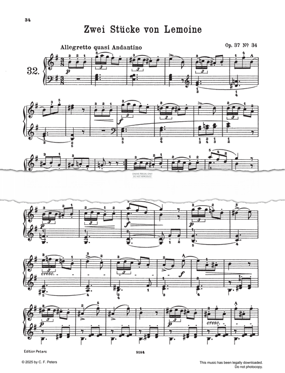 Produktgalerie: Seite 1 von 1 Allegretto quasi Andantino, Op. 37, Nr. 34, Henry Lemoine, Klavier