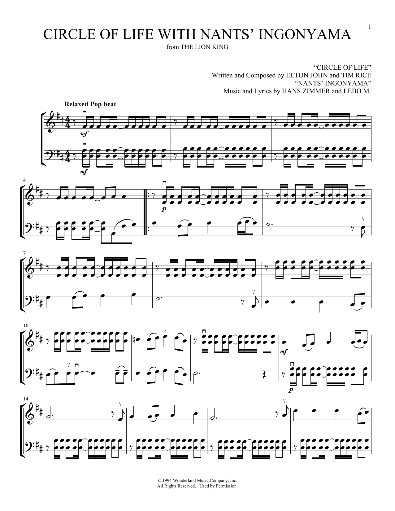 Produktgalerie: Seite 1 von 1 Circle Of Life (from The Lion King) (arr. Michelle Hynson), Elton John