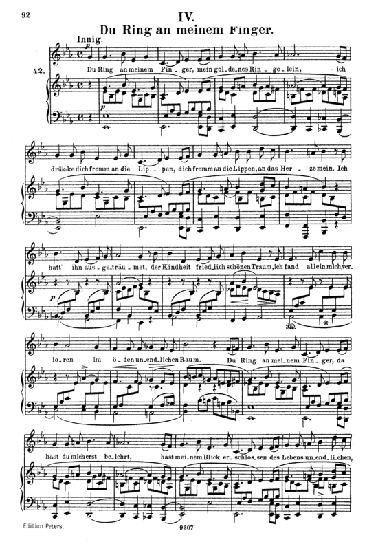 gallery: Du Ring an meinem Finger, Op.42 No.4 , , (Gesang hoch + Klavier)