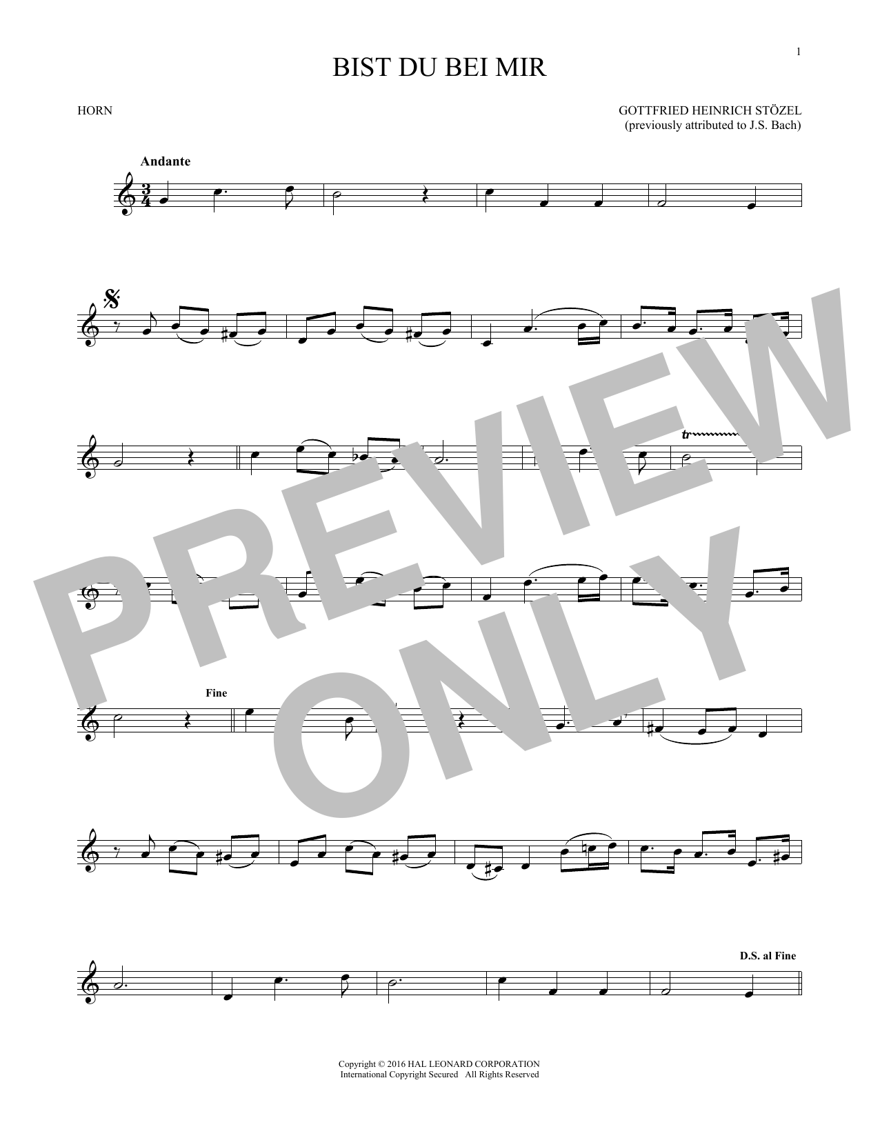 Produktgalerie: Seite 1 von 1 Bist du bei mir (You Are With Me), Johann Sebastian Bach, Horn