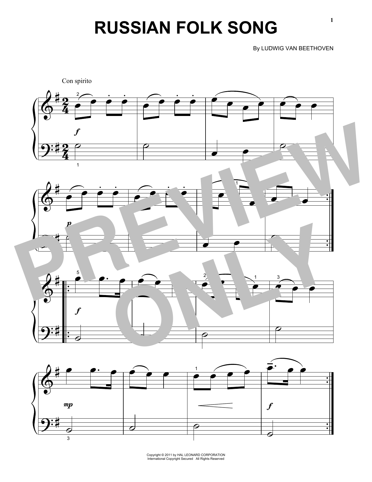 Product gallery: Page 1 of 1 Russian Folk Song, Ludwig Van Beethoven
