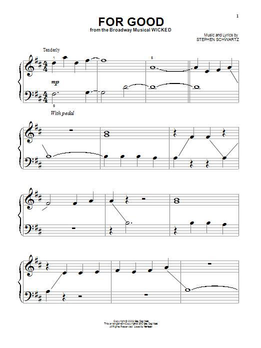 Produktgalerie: Seite 1 von 1 For Good (from Wicked), Stephen Schwartz, Klavier