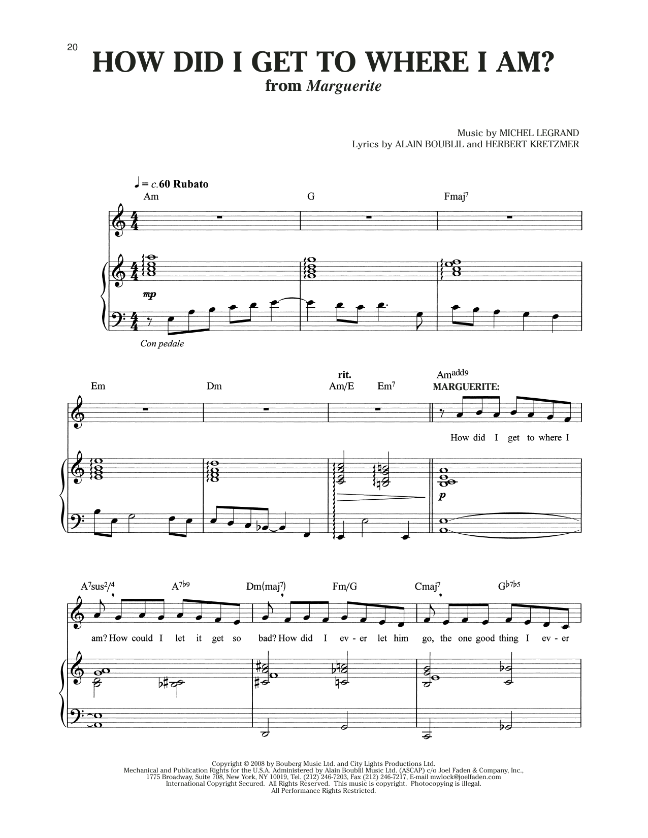 Produktgalerie: Seite 1 von 1 How Did I Get Where I Am? (from Marguerite), Michel LeGrand, Gesang, Klavier