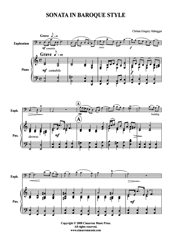 Product picture to: Sonata im Barock-Stil Christa Habegger