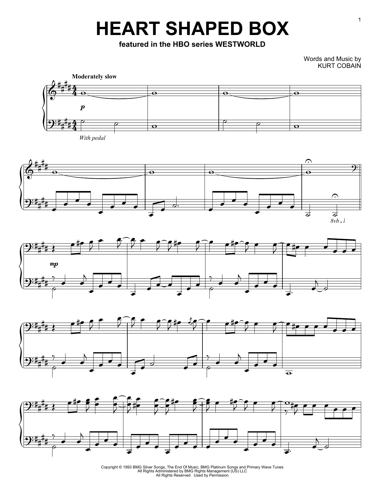 Produktgalerie: Seite 1 von 1 Heart Shaped Box (from Westworld), Ramin Djawadi, Klavier