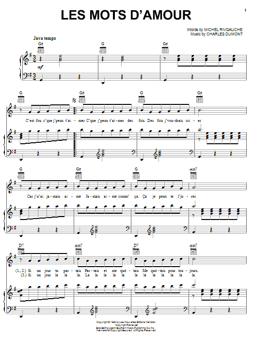 Produktgalerie: Seite 1 von 1 Les Mots D'amour, Edith Piaf, Gesang, Gitarre, Klavier