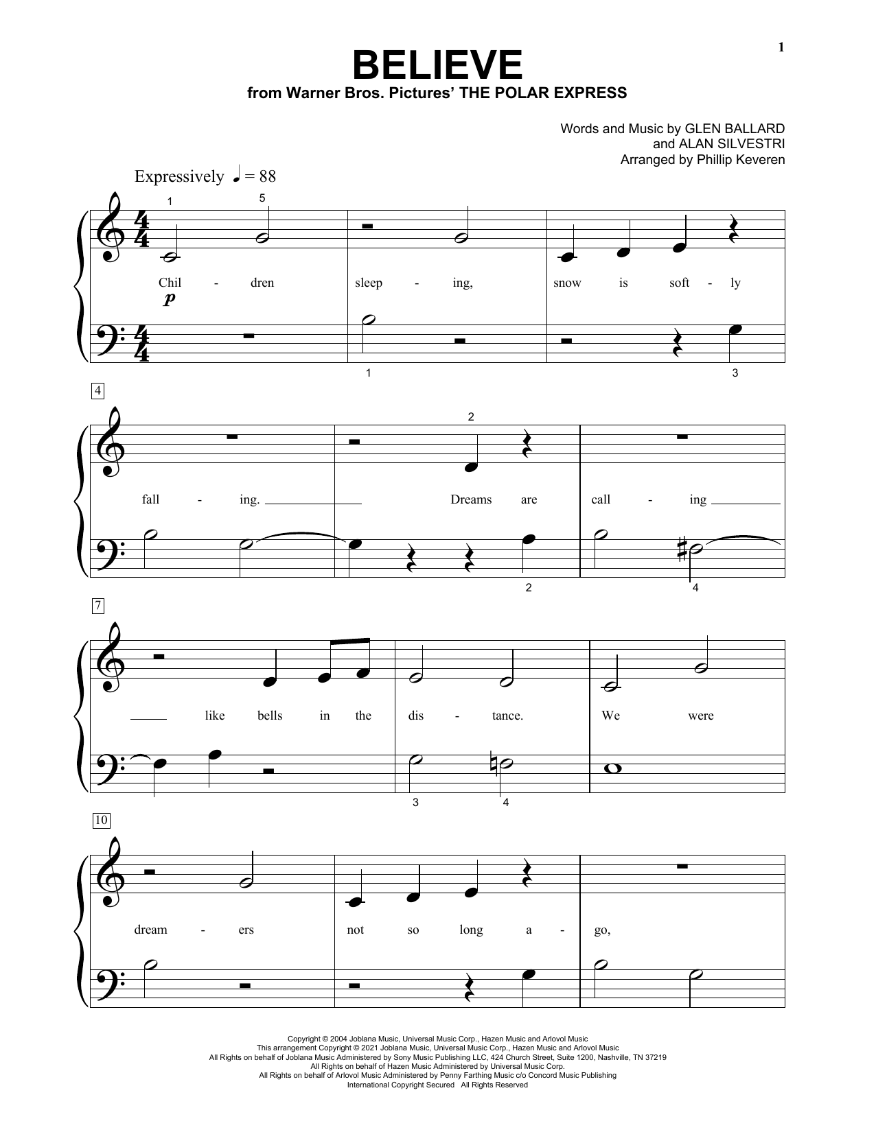 Produktgalerie: Seite 1 von 1 Believe (from The Polar Express) (arr. Phillip Keveren), Josh Groban, Klavier