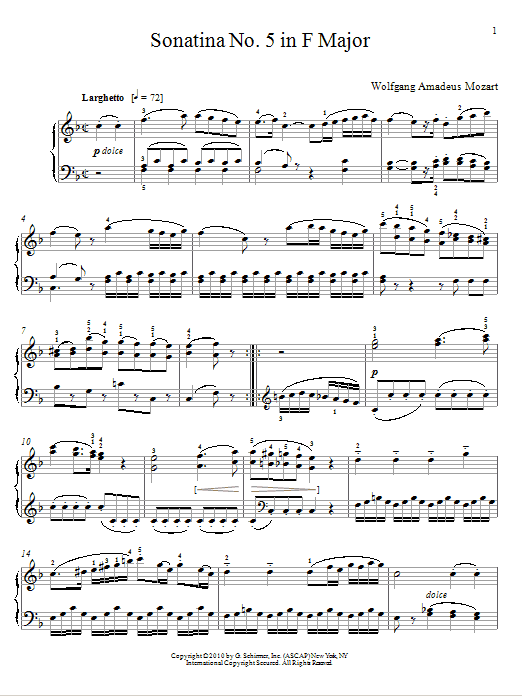 Produktbild zu: Sonatina No. 5 In F Major