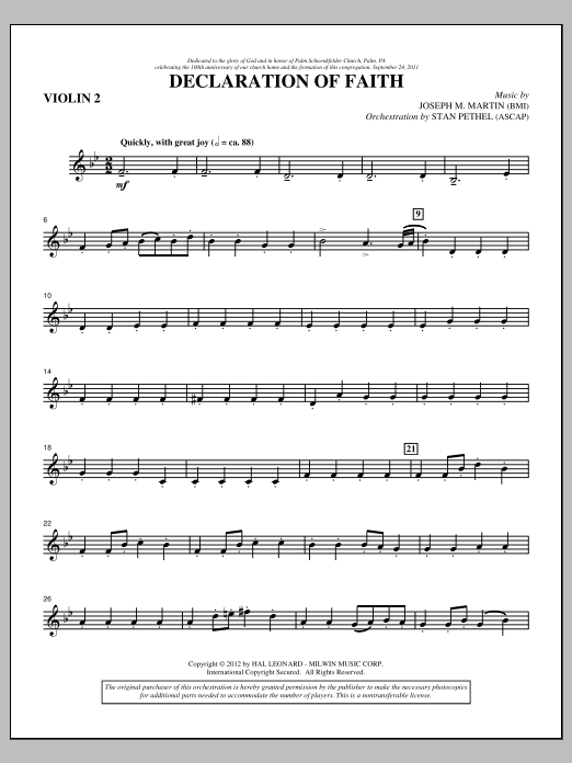 Product picture to: Declaration Of Faith - Violin 2