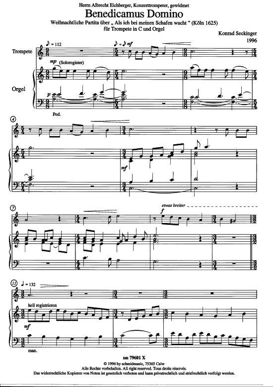 Produktbild zu: Benedicamus Domino Konrad Seckinger (Weihnachtliche Partita)