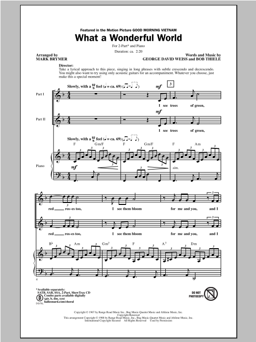 Product gallery: Page 1 of 1 What A Wonderful World (arr. Mark Brymer), Louis Armstrong