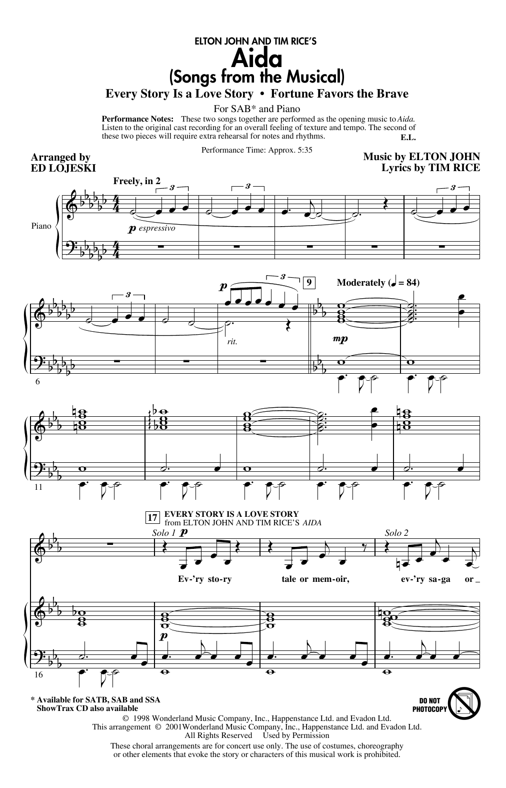 Product picture to: Aida (Songs from the Musical) (arr. Ed Lojeski)