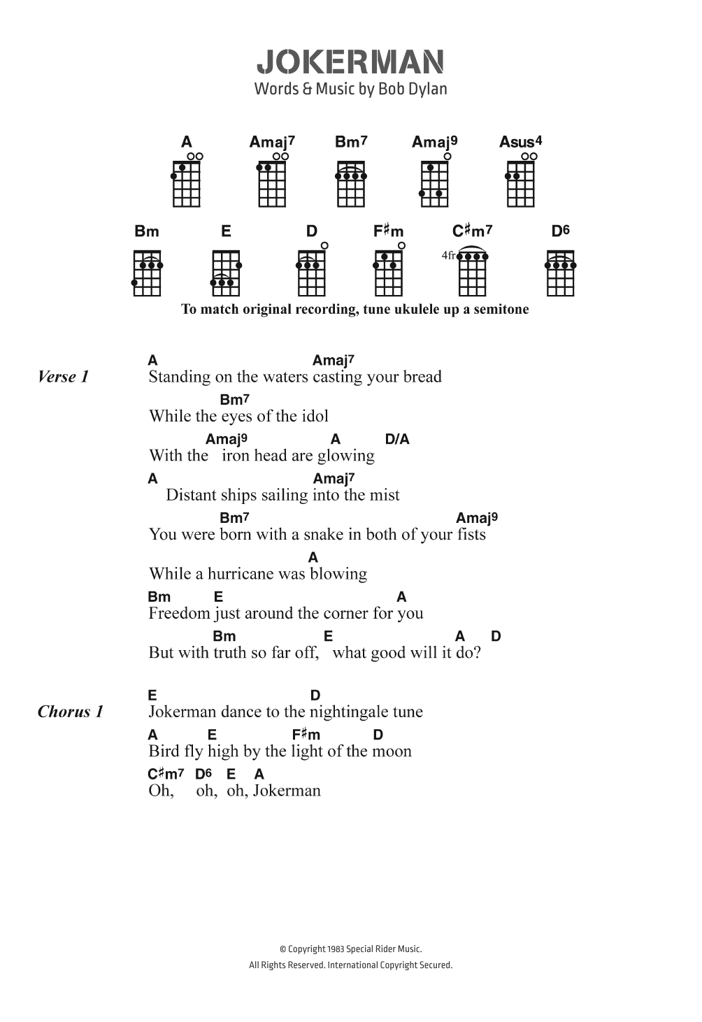 Produktgalerie: Seite 1 von 1 Jokerman, Bob Dylan, Gesang, Gitarre, Klavier
