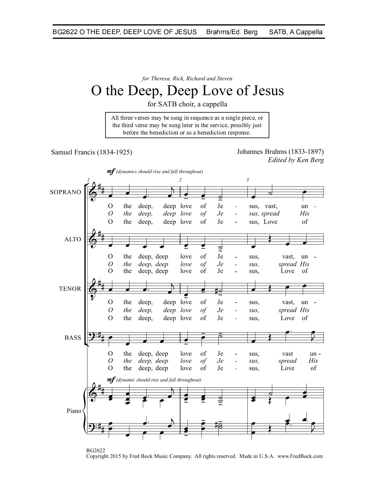 Produktgalerie: Seite 1 von 1 O The Deep, Deep Love Of Jesus (ed. Ken Berg), Johannes Brahms, Chor