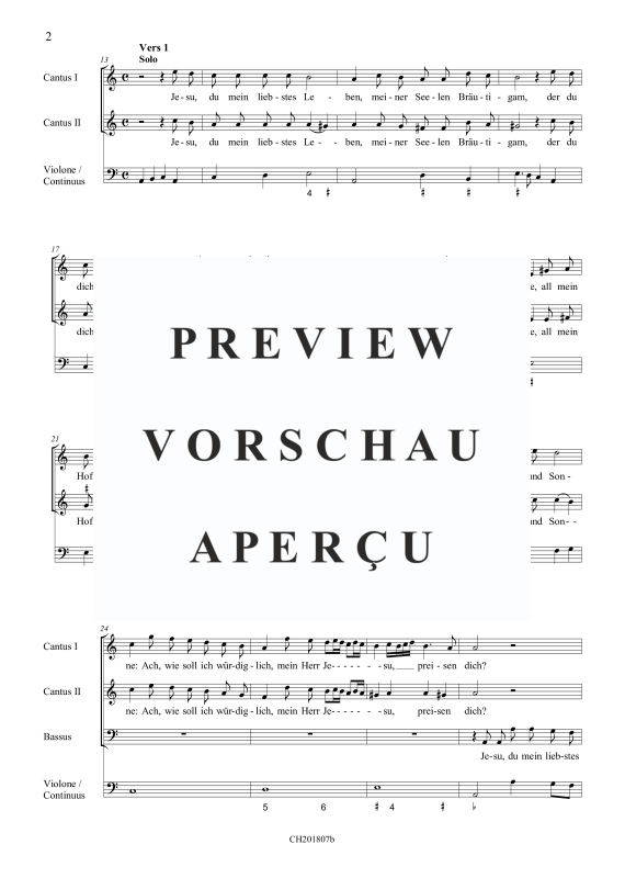 gallery: Jesu, du mein liebstes Leben (aus: Fest-, Buß- und Danklieder), , (5 Vokalstimmen, 2 Violinen, 3 Instrumente und Continuo)
