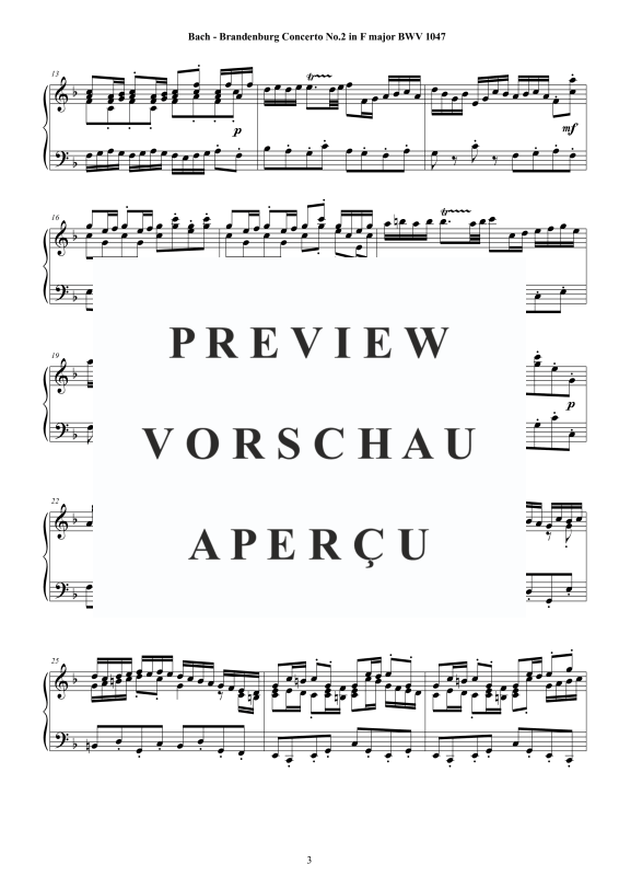 Product gallery: Page 4 of 11 Brandenburg Concerto No. 2 in F major BWV 1047, , Solo Piano