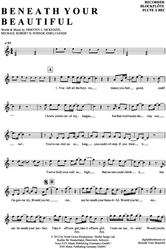 Product gallery: Page 1 of 4 Beneath your beautiful , Sande, Emeli, (recorder)