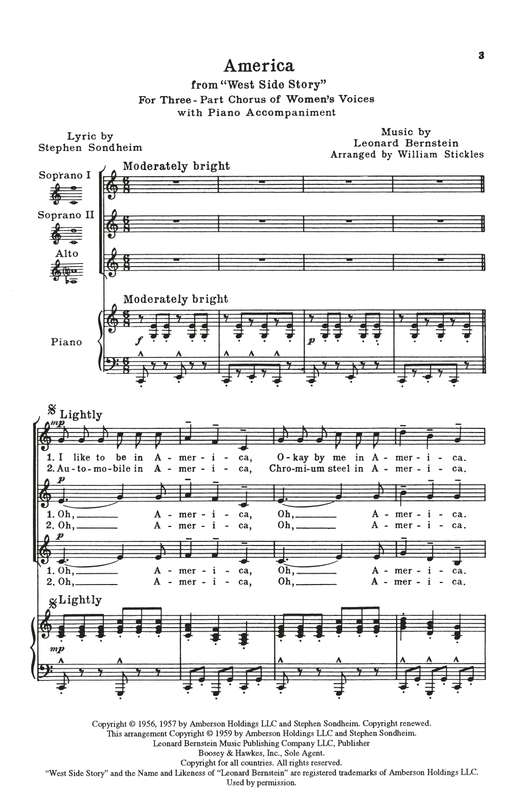 Produktgalerie: Seite 1 von 1 America (from West Side Story) (arr. William Stickles), Leonard Bernstein, Chor