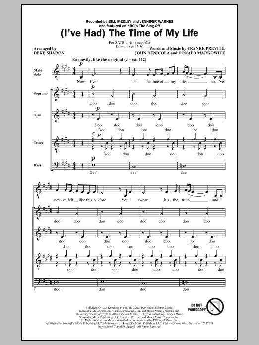 Product picture to: (I've Had) The Time Of My Life (arr. Deke Sharon)
