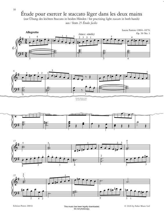 Produktgalerie: Seite 1 von 1 Étude No. 3 (Op. 50), Louise Farrenc, Klavier