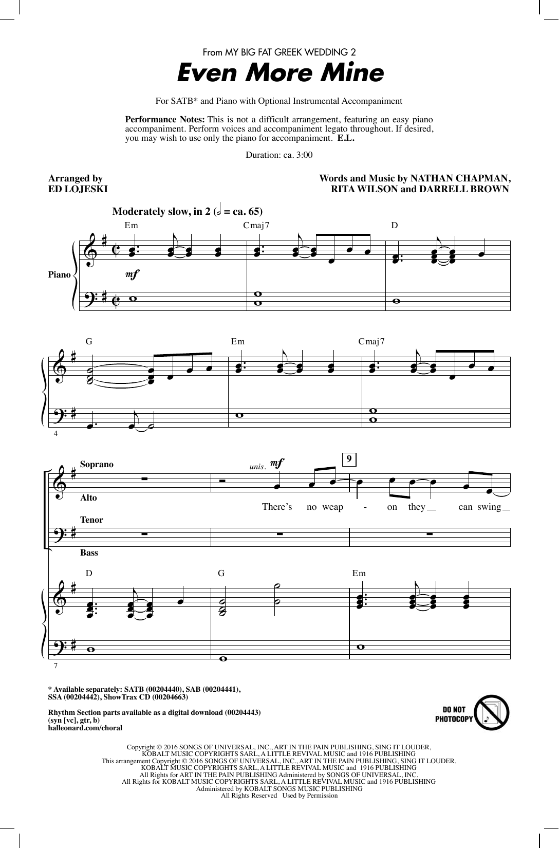 Product picture to: Even More Mine (arr. Ed Lojeski)