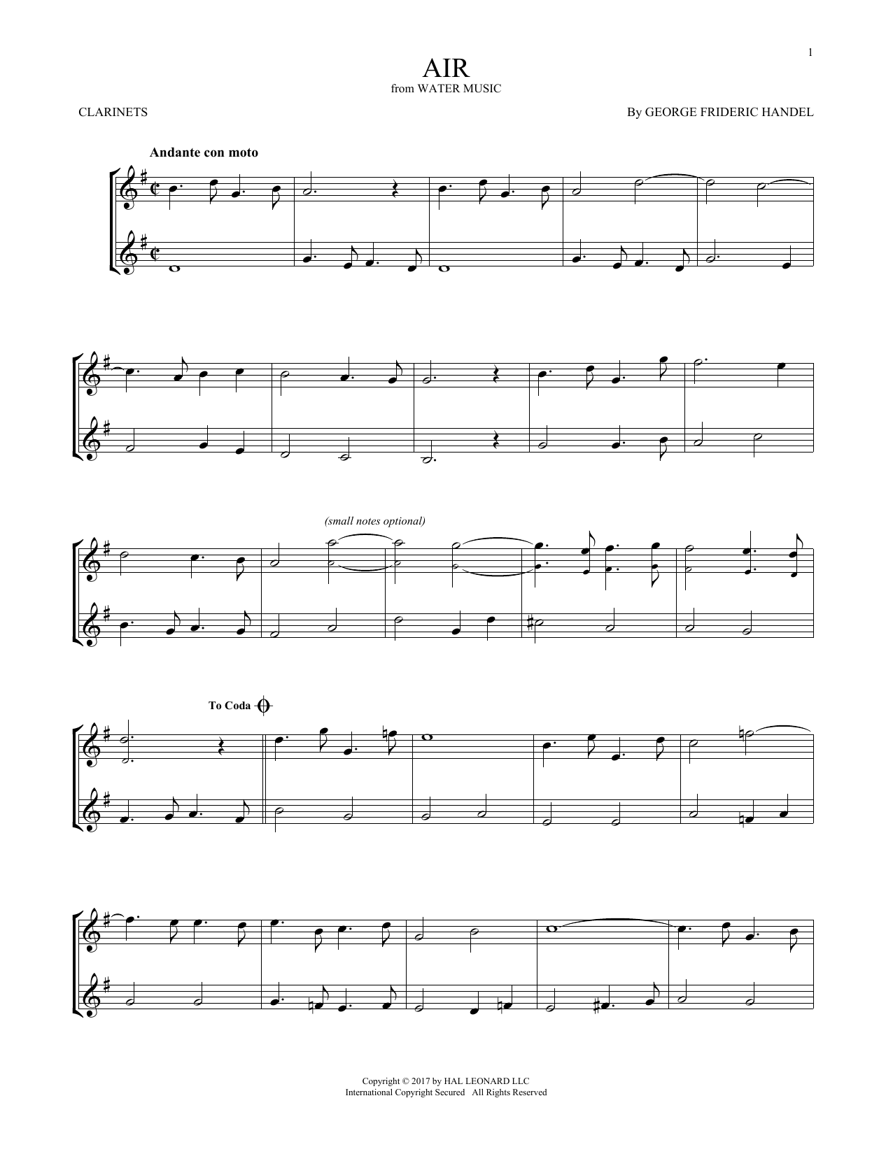 Product gallery: Page 1 of 1 Air, George Frideric Handel