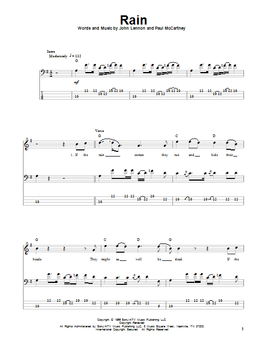 Produktgalerie: Seite 1 von 1 Rain, The Beatles, E-Bass