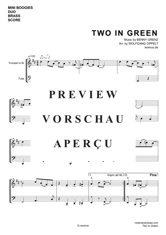 Produktgalerie: Seite 2 von 3 Mini Boogies - Two In Green, Grenz, Benny, Trompete in B und Tuba